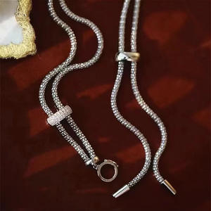 Collar con Colgante de Gota de Agua de Cinabrio y Rubí en Plata de Ley S925, Diseño Noble, Llamativo, Ligero y de Lujo, Accesorio de Moda - Product Image 2