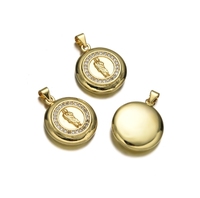 Pendentif rond en cuivre plaqué or 18 carats avec statue de saint, accessoire pendentif plaque de saint en forme de figure humaine sertie de zircone