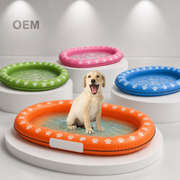 Piscina Inflable para Perros Pequeños, Alfombra Flotante para Mascotas, Balsa de Natación de PVC y Tela Oxford, Inflado Rápido, Lavable, Flotador Acuático para Mascotas al Aire Libre