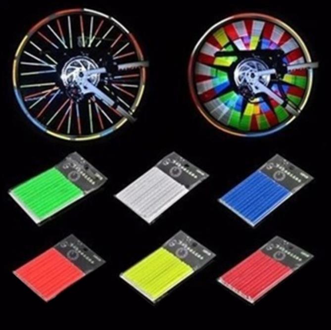 12 шт. велосипедные шлемы для езды на горном велосипеде, обода колеса говорил Крепление зажим трубка предупредительный световой сигнал велосипеда полосы Отражатель Светоотражающие