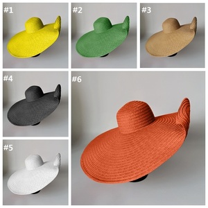Q411 여성용 대형 플로피 밀짚 햇 여름 와이드 브림 비치 모자 - Product Image 5