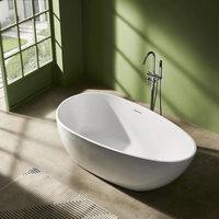Baignoire autoportante en acrylique ovale moderne, ensemble d'accessoires de salle de bain pour la maison, l'hôtel, la villa