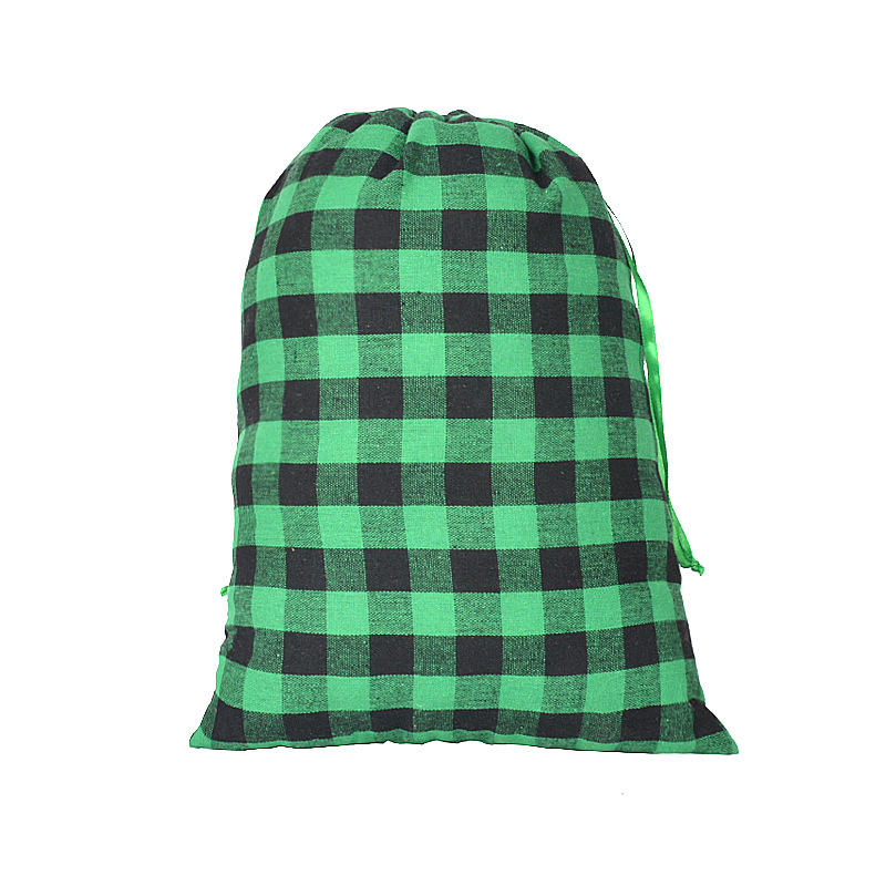 Black and white plaid cotton bag