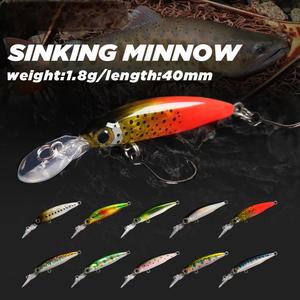 Micro-minnow coulant Premium 40mm 1.8g en ABS, Wobbler Jerkbait 8 #   Hameçon pour appâts durs, pour la pêche au bar en eau douce et en eau salée - Product Image 2