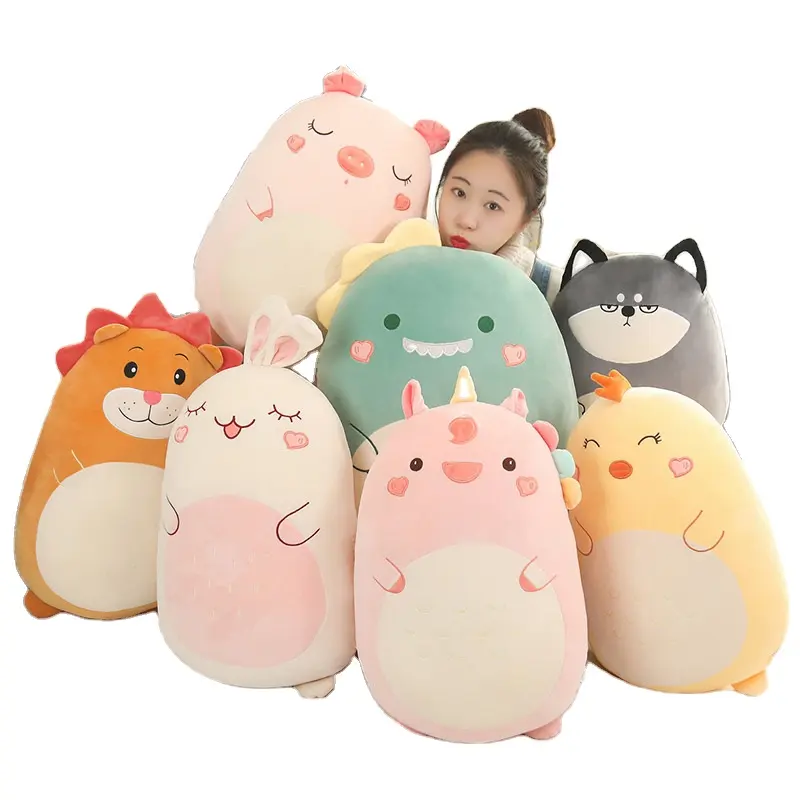 K1558 Squishy Toy Kawaii Animal Fat Dinosaur Shiba Inu Dog Pillow Plush Toys Cute Mouse Rabbit Doll Girls Bed Holding Sleeping