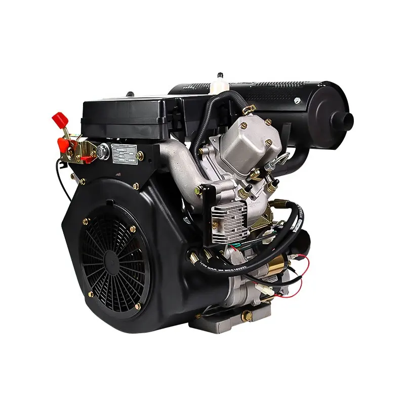 Mesin Diesel Horizontal 2V88 Mini 4 tak pendingin udara Manual silinder tunggal atau mesin daya Diesel Starter listrik