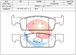 Pastiglia freno D1830-9061 per Dacia Logan Sandero / Smart Forfour Fortwo / Renault <span class=keywords><strong>Clio</strong></span> / Sandero/stepway /thalia / Twingo - Product Image 3