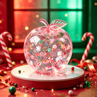 Jouet Squishy Pomme de Noël en Plastique Pliable à Remontée Lente, avec Paillettes et Maltose, Anti-stress et Fidget pour la Relaxation et l'Activité Manuelle