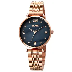 Oem Supply ฉลากส่วนตัวนาฬิกา Skmei 1800การออกแบบใหม่ดวงจันทร์ดาวจับมือผู้หญิงหรูหราควอตซ์นาฬิกาข้อมือ