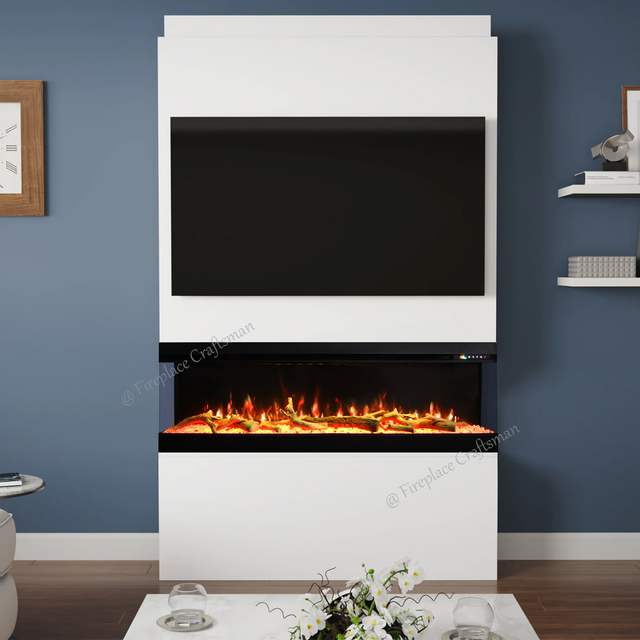 Smart Multi Color Flame Wifi App Voice Control Wall Mounted 3 Side Fireplace Wholesale Modern 3 Sided Electric Fireplace