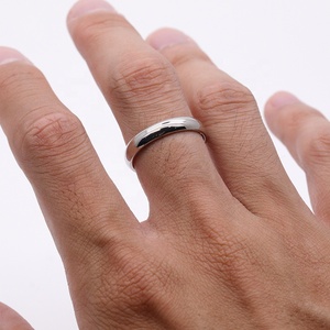 Anello da uomo in argento sterling <span class=keywords><strong>925</strong></span> con anello liscio, coppia semplice, anello in argento tinta unita - Product Image 6