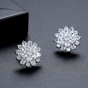 LUOTEEMI Anting-Anting Wanita, Anting-Anting Lapis Emas Merah Muda, Potongan Sempurna Mewah Zirkonia Kubik Bening, Hadiah Hari Valentine, Perhiasan Bunga - Product Image 6