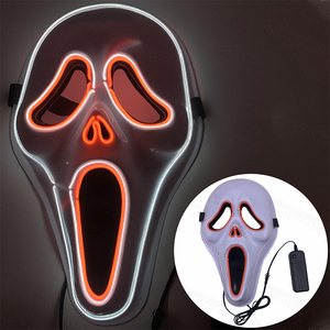 Masque de fête lumineux d'halloween 2022 Offre Spéciale <span class=keywords><strong>mots</strong></span> noirs masques LED d'halloween masque fantôme de citrouille d'horreur - Product Image 4