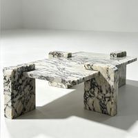 Table basse carrée en marbre Calacatta Viola, design créatif, table basse de forme unique, taille personnalisée
