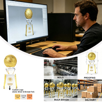 Trophée de basketball personnalisé en verre cristal 2026 pour les finales, avec dessus texturé 3D doré, 20 cm, gravé au laser, récompense Champion MVP, vente en gros