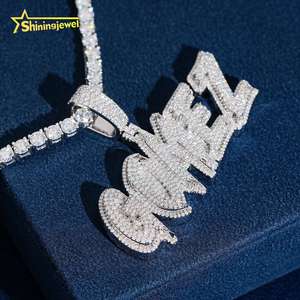 Colgante Personalizado con Nombre <span class=keywords><strong>Gomez</strong></span>, Colgante con Letra Personalizada, Plata 925, Diamante Moissanita, Número, Nombre, Inicial, Logotipo - Product Image 6