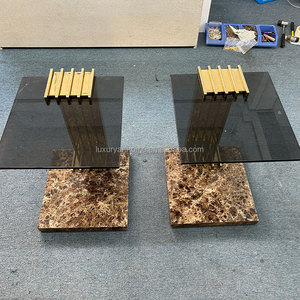 Mesa de Centro Moderna Convertible de Mármol con Forma Irregular y Base de Acero Inoxidable para Muebles de Sala - Product Image 3