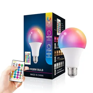 Uzaktan kumanda ile RoHS CE 16M renkler E26 E27 A50 3W RGB RGBW ampul