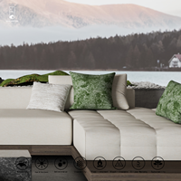 Usine imperméable Polyester tissu tacheté gris Texture jardin décor taies d'oreiller avec passepoil pour l'extérieur