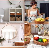 Groothandel Nieuwe Design Voedselveilige Duurzame Opbergmanden Geweven Decoratie Graad Voedsel Fruit Groente Plastic Rotan Mand