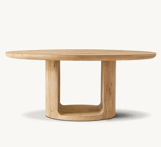Modern klasik tarzı yemek odası mobilyası yuvarlak katı ahşap yemek masası