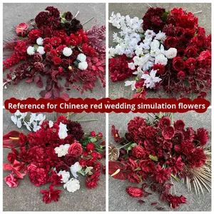 Style chinois grand vin rouge mariage Graduation fleurs en soie artificielle à la main longue durée scène route fleur rangée décoration - Product Image 5
