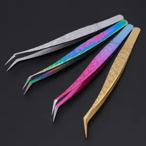 High Quality Colorful Round Tip Lash Tweezer Professional Applicator Eyelash Extension Safe Strip Lash Tweezers