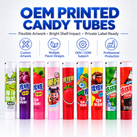 Tubes d'emballage pour bonbons en aluminium et plastique de qualité alimentaire imprimés sur mesure, sans BPA, avec bouchon à vis, assortiment coloré