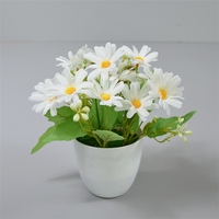 Ramos de Flores Artificiales de Margarita Blanca y Amarilla de 25 cm, Plantas en Maceta, Plantas Artificiales de Simulación