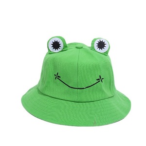 Cute Frog Bucket Hat For Kids And Adults Unisex Cotton Linen Sun Protection Foldable Fisherman Hat With Big Eyes - Product Image 5