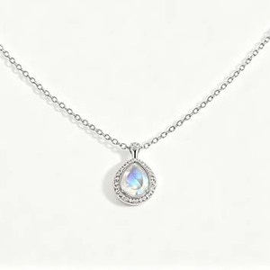 Collar con Colgante de Concha de Plata 925, Chapado en Rodio, Cadena de Caja, Joyería Minimalista para Mujer, Regalo de Compromiso, Boda, Uso Diario - Product Image 1