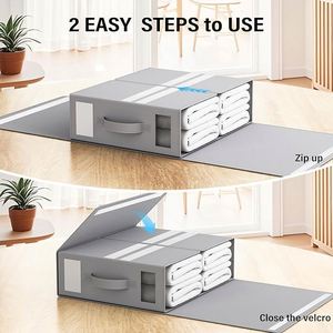 Foldable Eco-Friendly Fabric Storage Bins Woven Bedding Organizer <b>Container</b> <b>Boxes</b> Bed Sheets Blankets Foldable Bedding Clothes - Product Image 3