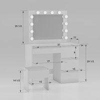 Ensemble de coiffeuse moderne et bon marché en bois laqué blanc, ensemble de commode pour filles, tables de toilette, coiffeuse avec miroir et chaise