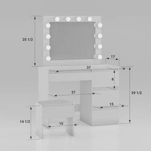 Juego <span class=keywords><strong>de</strong></span> <span class=keywords><strong>Tocador</strong></span> Moderno y Económico con Acabado Lacado Blanco, Mueble <span class=keywords><strong>de</strong></span> Madera <span class=keywords><strong>para</strong></span> Dormitorio <span class=keywords><strong>de</strong></span> Niñas, <span class=keywords><strong>Tocador</strong></span> con Espejo y <span class=keywords><strong>Silla</strong></span> - Product Image 4