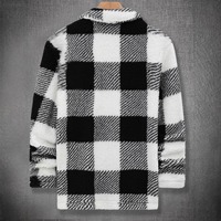 Veste en polaire à double poche à carreaux bicolores pour homme, automne-hiver