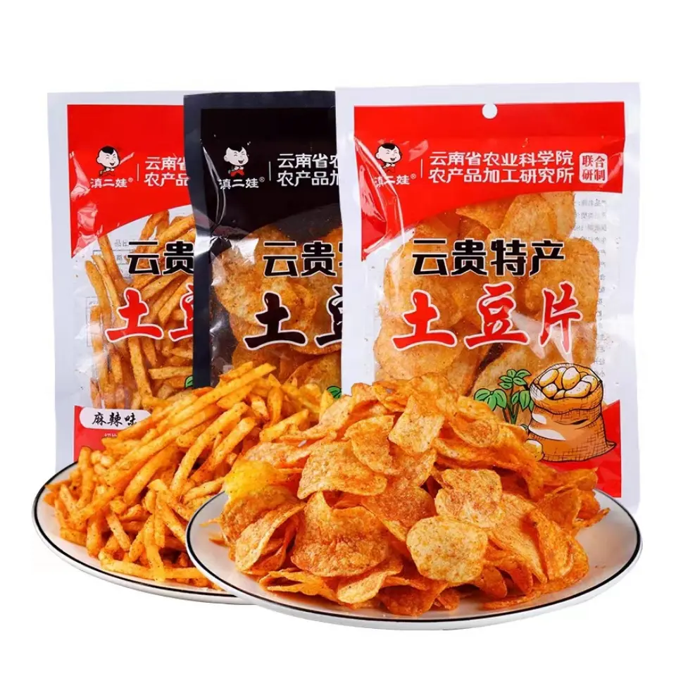 Оптовая продажа 50 г китайских оригинальных пряных хрустящих экзотических азиатских закусок картофельные чипсы картофель фри
