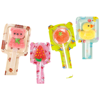 Heetverkopende zachte snoeplollipops met fruit smaak, aardbei, klein geel eendje, watermeloen vorm, kinderspeelgoed snoep