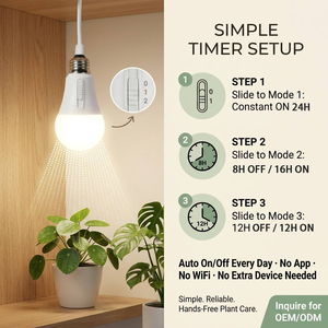 Kit per Coltivazione Indoor Intelligente con Lampadina LED E26 E27, Base a Vite e Timer per <span class=keywords><strong>Piante</strong></span> Monstera e Grandi <span class=keywords><strong>Piante</strong></span> in Vaso - Product Image 4