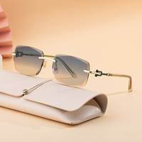 Lunettes de soleil rectangulaires sans monture Partagas, avec logo personnalisé, verres taillés en diamant, protection UV400, pour femmes