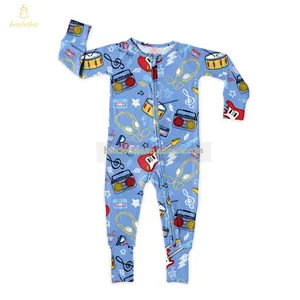 Wholesale Music Instruments Print Custom Bamboo Viscose Pajamas Baby Romper