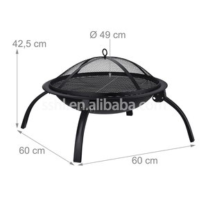 Açık metal portatif katlanabilir kamp barbekü ateş çukuru kapaklı ve ızgara - Product Image 3