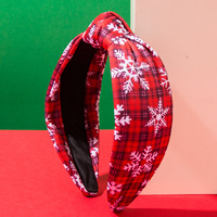 Nouveau Bandeau Noué Large à Motif Écossais Flocon de Neige Simple pour Noël, Accessoire Cheveux de Fête