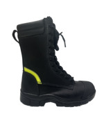 Botas de Bombero de Cuero Ayonsafety con Franja Reflectante, Puntera de Plástico Duro, Botas de Seguridad Antiabrasión para Hombre, Impermeables