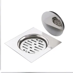 Bathroom accessories 15 * 15 stainless steel rubber enclosure floor drain bright bathroom balcony drainage floor drain