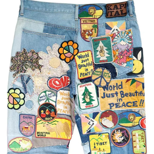 <span class=keywords><strong>Jeans</strong></span> svasati da <span class=keywords><strong>uomo</strong></span> con taglio ricamato personalizzato per cucire con applicazioni in vita media - Product Image 3