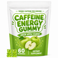 Gommes énergétiques pré-entraînement OEM 100mg à la caféine, gommes à la caféine pour la concentration avec vitamine B12, thé vert et L-théanine pour stimuler la concentration et l'énergie