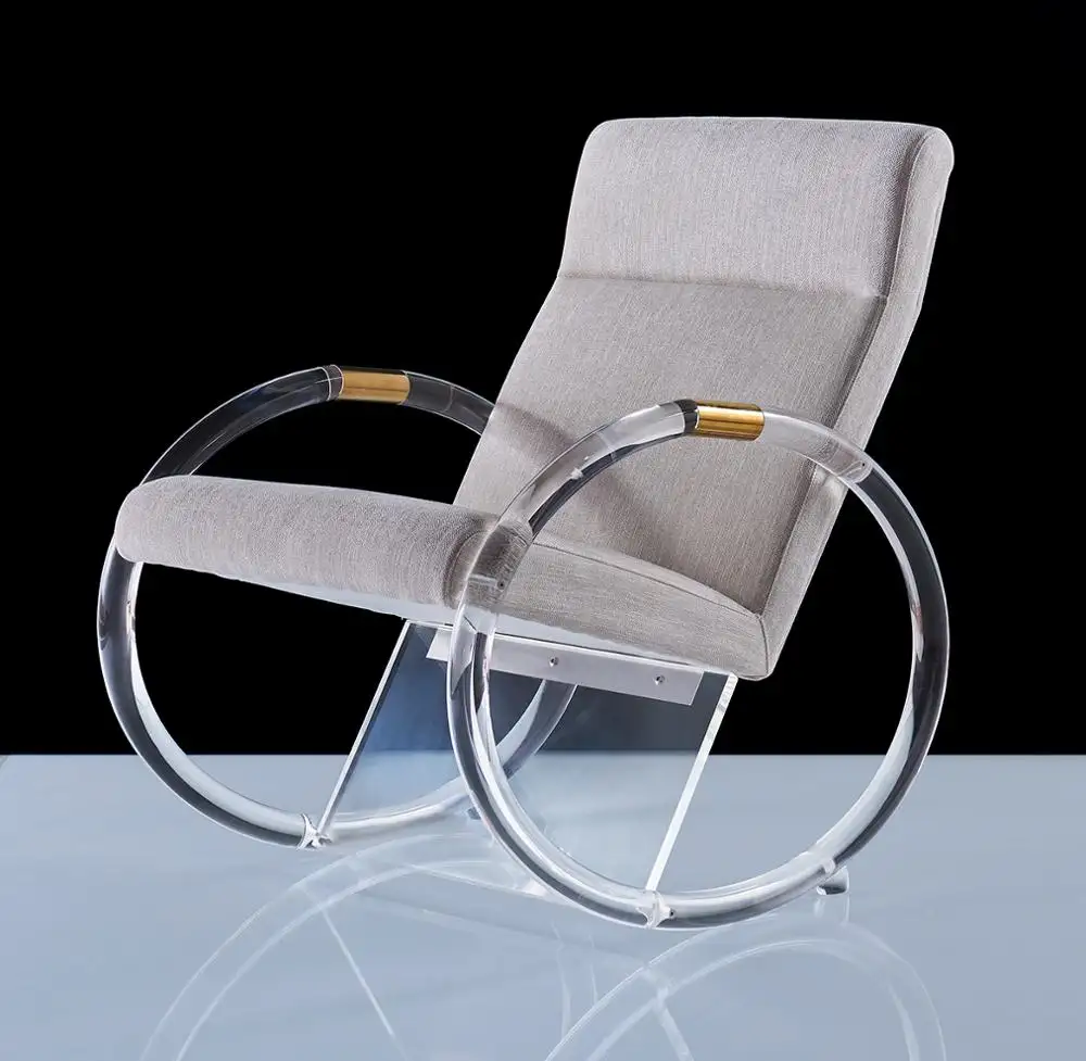 Акриловые прозрачные кресла-качалки для отдыха с красивой подушкой
