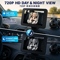 Écran de voiture 5 pouces, CarPlay sans fil, Android Auto, double caméra, caméra embarquée 4K, moniteur bébé 1080P, vision nocturne IR, affichage en écran partagé