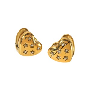 Heart-Shaped <b>Stud</b> <b>Earrings</b> Zinc Alloy 18K Gold Plated Women's Fashion Jewelry Gift Set - Product Image 5