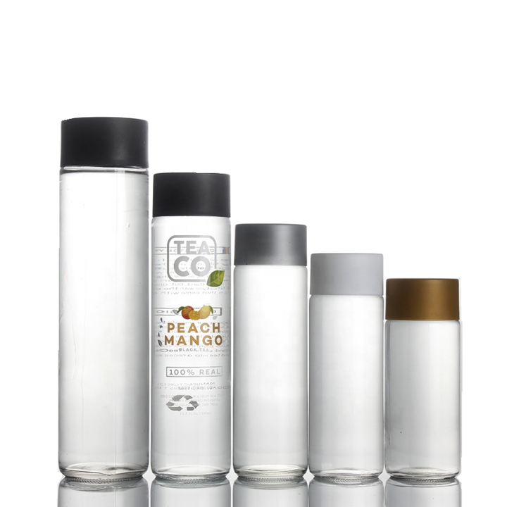 Custom LOGO 250ml 375ml 500ml 750ml Mineral Water Kombucha Tea Juice Soda Drinking Round Shaped Voss Glass Water Bottles